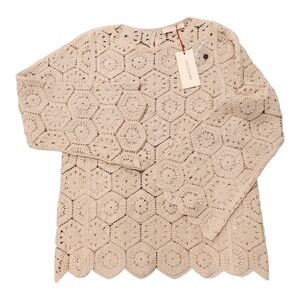 SOLITAIRE Crochet Top Cream Boho SZ:S